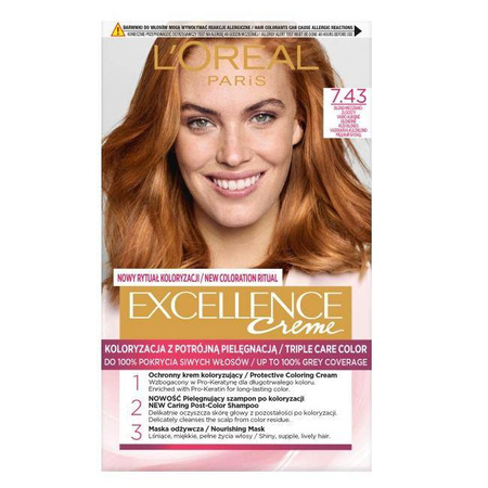 Excellence Creme farba do włosów 7.43 Blond Miedziano-Złocisty