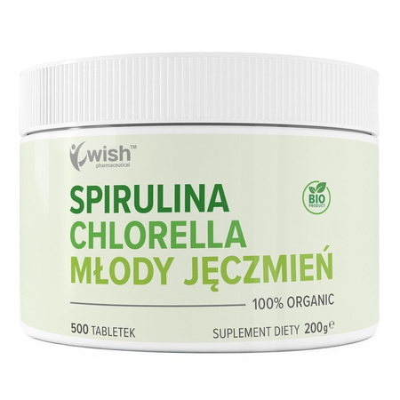 Spirulina Chlorella Młody Jęczmień suplement diety 500 tabletek