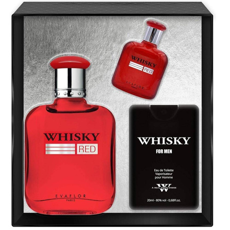 Evaflor Whisky Red zestaw EDT spray 100ml + EDT spray 10ml + EDT spray 20ml
