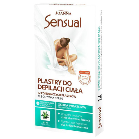 Sensual plastry do depilacji ciała Aloes 12szt + tubka z oliwką łagodzącą podrażnienia 10ml