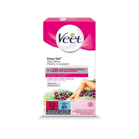 Veet plastry wosk do depilacji ciała skóra normalna 12 szt