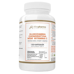AltoPharma Glukozamina + Chondroityna + MSM + Witamina C suplement diety 120 kapsułek
