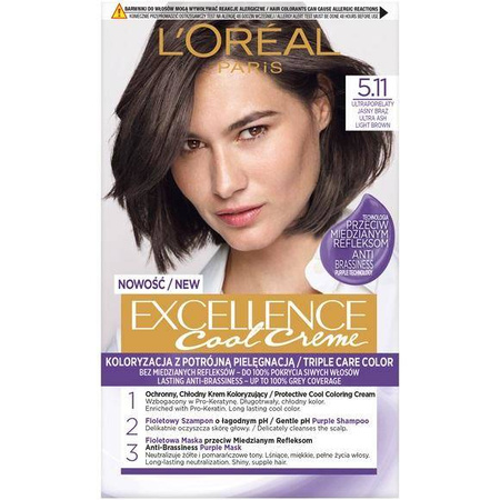 Excellence Cool Creme farba do włosów 5.11 Ultrapopielaty Jasny Brąz