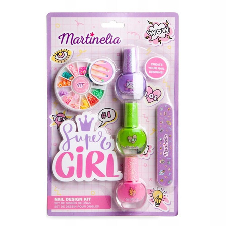 Super Girl zestaw lakier do paznokci 4ml 3szt + zestaw ozdób do paznokci 1szt + pilnik 1szt + patyczek do paznokci 1szt