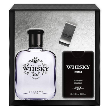 Evaflor Whisky Black zestaw EDT spray 100ml + EDT spray 20ml + klips