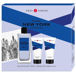 Pret A Porter New York zestaw woda perfumowana spray 100ml + balsam do ciała 50ml + żel pod prysznic 50ml