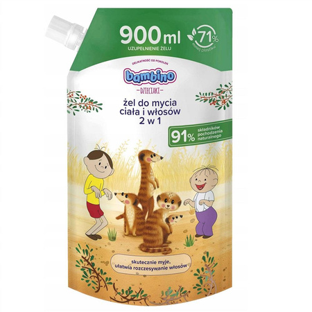Dzieciaki żel do mycia ciała i włosów 2w1 Bolek i Lolek Surykatki zapas 900ml
