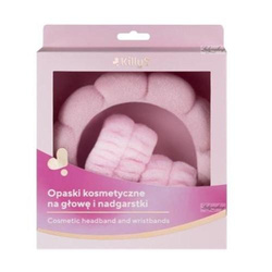 Opaski kosmetyczne na głowę i nadgarstki Różowe 3szt.