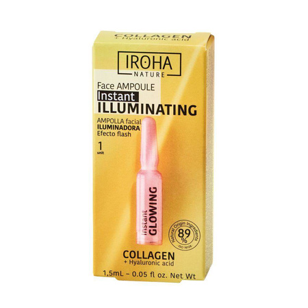 IROHA Nature Instant Flash Illuminating Face Ampoule rozświetlająca ampułka do twarzy z kolagenem i kwasem hialuronowym 1.5ml