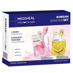 Korean Skincare Set zestaw maski w płachcie 2x24ml + szklany masażer