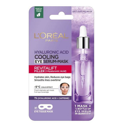 L'Oréal Revitalift Filler [+Kwas Hialuronowy] chłodząca maska z serum pod oczy 11g