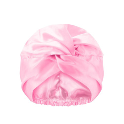 Dwuwarstwowy satynowy czepek do spania Pink