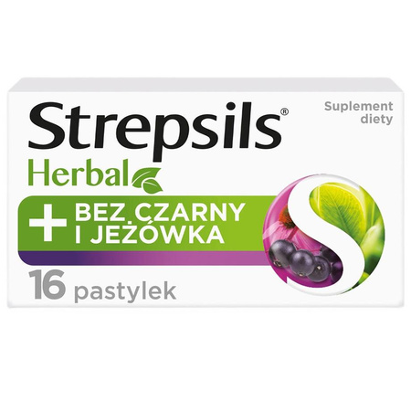 Herbal pastylki do ssania łagodzące podrażnione gardło i struny głosowe suplement diety Bez Czarny i Jeżówka 16szt.