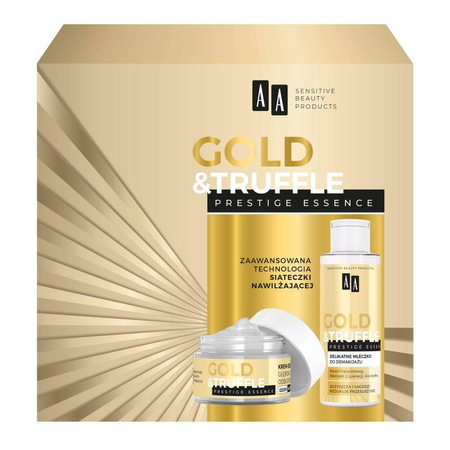Gold &amp; Truffles Prestige Essence 65+ zestaw głęboko odbudowujący krem-esencja 50ml + delikatne mleczko do demakijażu 150ml