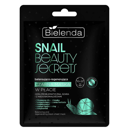 Snail Beauty Secrets balansująco-regenerująca czarna maska w płacie