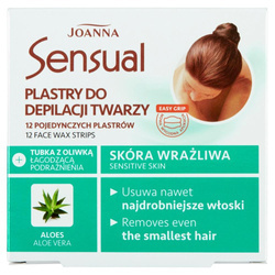Sensual plastry do depilacji twarzy Aloes 12szt + tubka z oliwką łagodzącą 10ml