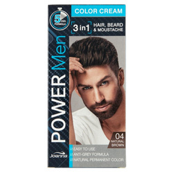 Power Men Color Cream 3in1 farba do włosów brody i wąsów 04 Natural Brown 30g
