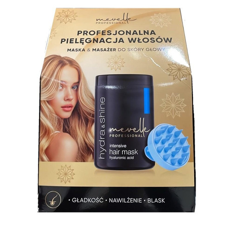 Hydra & Shine zestaw maska do włosów 900ml + masażer do skóry głowy