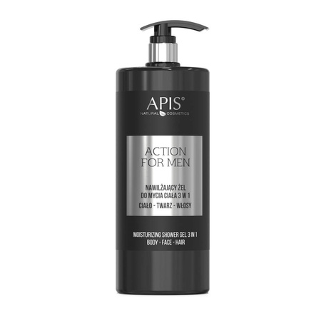 APIS - Action For Men 3in1 nawilżający żel do mycia ciała twarzy i włosów 1000ml