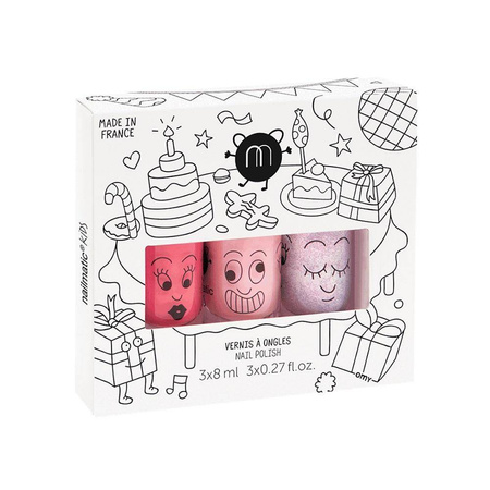 Nailmatic Kids Party B zestaw lakierów do paznokci Cookie 8ml + Bella 8ml + Elliot 8ml