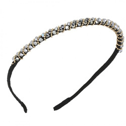 Opaska do włosów ozdobna z kryształkami Szara