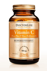 Doctor Life Vitamin C Buffered Vitamin C buforowana witamina C 700mg suplement diety Dzika Róża & Bioflawonoida 100 kapsułek