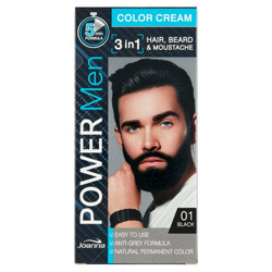 Power Men Color Cream 3in1 farba do włosów brody i wąsów 01 Black 30g