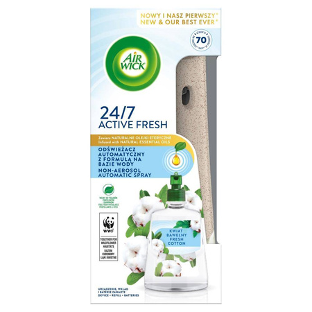 Active Fresh odświeżacz automatyczny z formułą na bazie wody i wkład Kwiat Bawełny 228ml