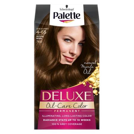 Deluxe Oil-Care Color farba do włosów trwale koloryzująca z mikroolejkami 760 (4-65) Olśniewający Brąz