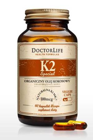 Doctor Life K2 organiczny olej kokosowy naturalna K2 MK-7 suplement diety 60 kapsułek