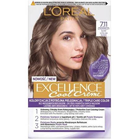 Excellence Cool Creme farba do włosów 7.11 Ultrapopielaty Blond