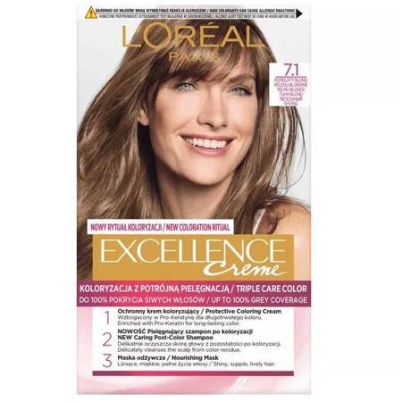 Excellence Creme farba do włosów 7.1 Popielaty Blond