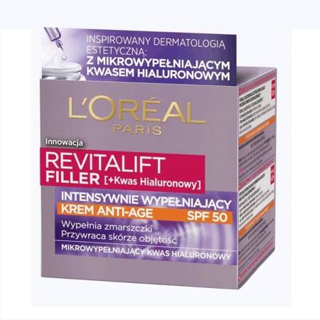 L'Oréal Revitalift Filler [HA] SPF50 intensywnie wypełniający krem do twarzy przeciw oznakom starzenia 50ml