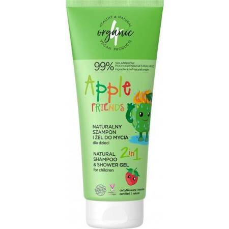 Naturalny szampon i żel do mycia dla dzieci 2w1 Apple Friends 200ml