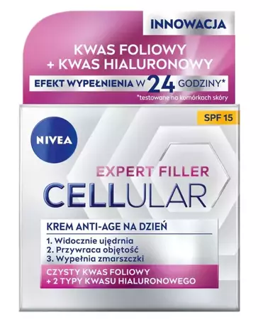 Nivea Hyaluron Cellular Filler + Widoczne Ujędrnienie SPF15 przeciwzmarszczkowy krem na dzień 50ml