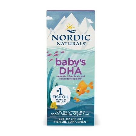 Nordic Naturals Baby's DHA Fish Oil Witamina D3 Omega 3 suplement diety dla dzieci 60ml