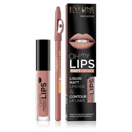 Oh My Lips zestaw do makijażu ust matowa pomadka w płynie i konturówka 01 Neutral Nude