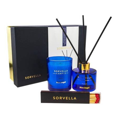 Sorvella Perfume Blue Angel zestaw dyfuzor 120ml + świeca 170g + zapałki