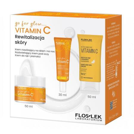 go for glow…VITAMIN C Rewitalizacja skóry zestaw krem nawilżający na dzień i na noc 50ml + rozświetlający krem pod oczy 30ml + krem do rąk i paznokci 50ml